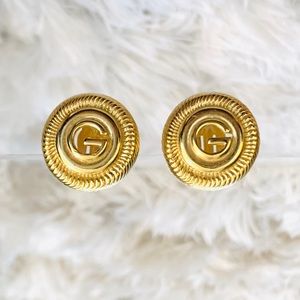 Vintage GIVENCHY G Clip On Gold  EARRINGS